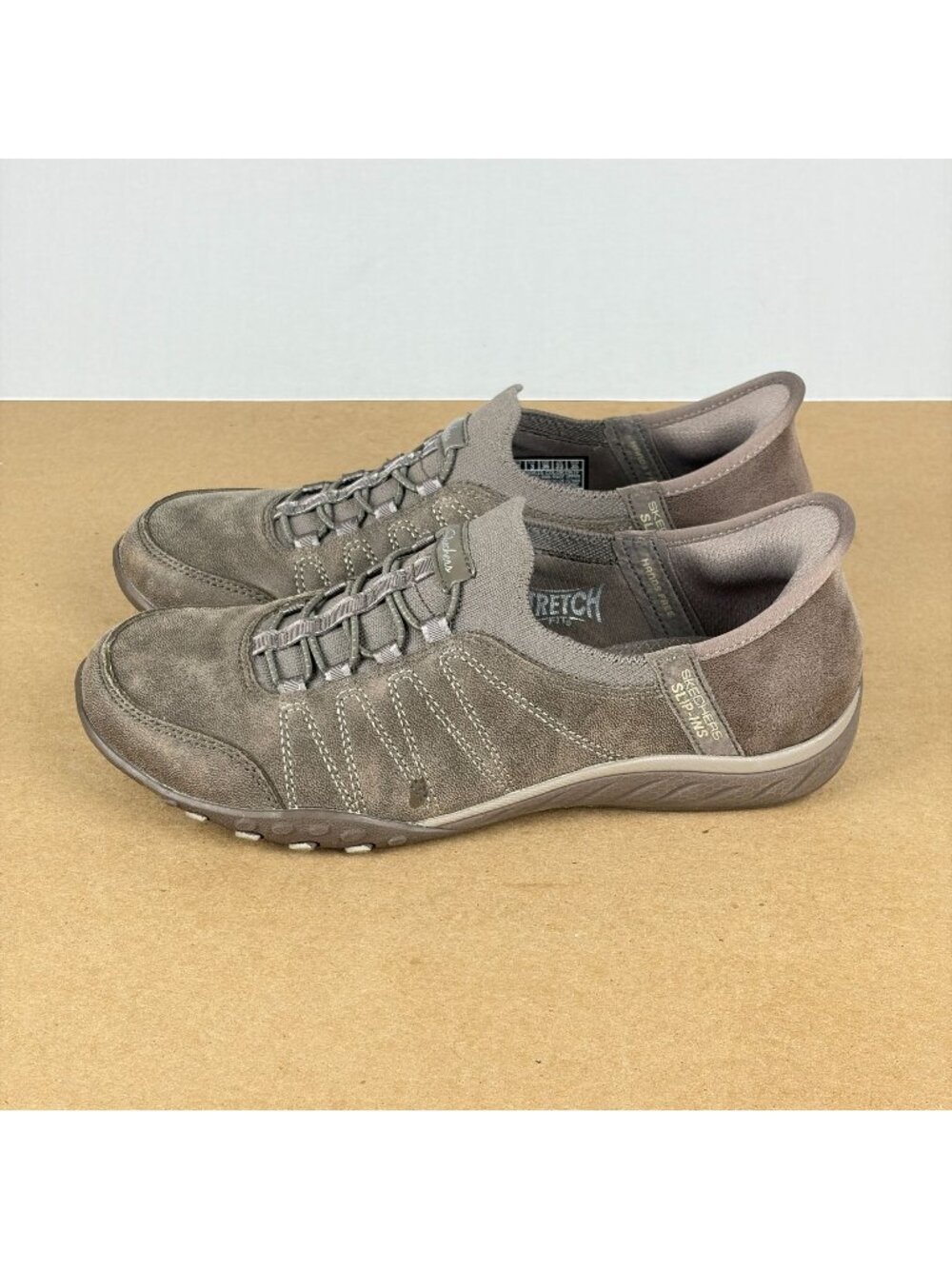 Skechers Slip-Ins Breathe Easy Casual Shoes Womens 6 Dark Taupe Memory Foam